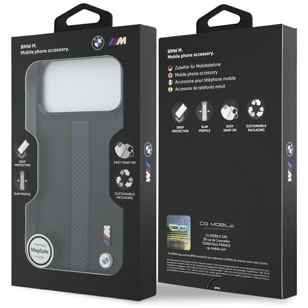 BMW M Perforeret Stripe Logo MagSafe Case til iPhone 17 Pro Max - Blå