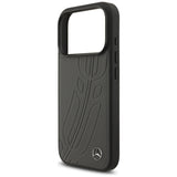 Mercedes Leather Large Laurel Leave MagSafe Case for iPhone 17 Pro - Black and Gray