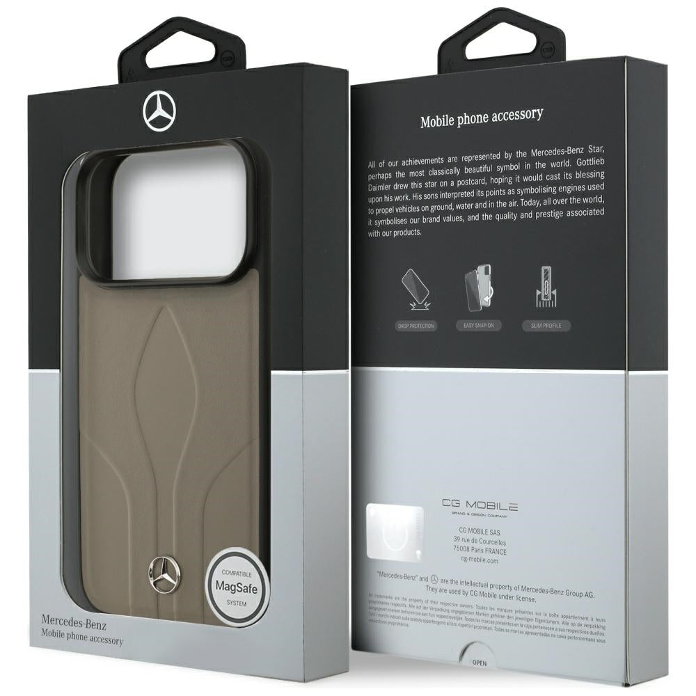 Mercedes læder The Move MagSafe Case til iPhone 17 Pro - Beige