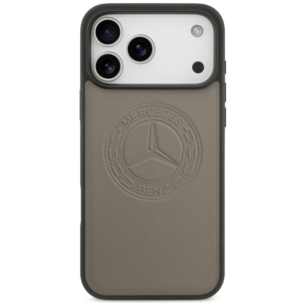 Mercedes Leather Vintage Logo MagSafe Case for iPhone 17 Pro Max - Beige