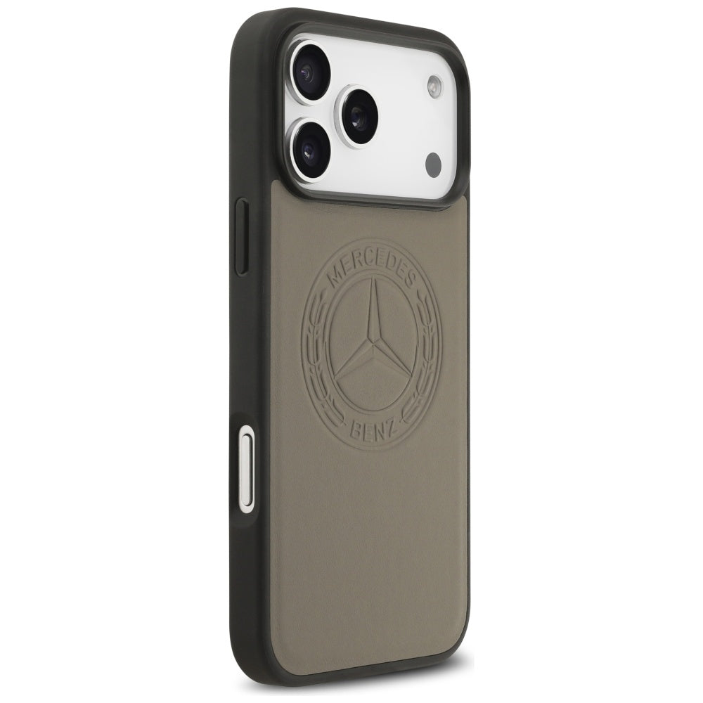 Mercedes Leather Vintage Logo MagSafe Case for iPhone 17 Pro Max - Beige