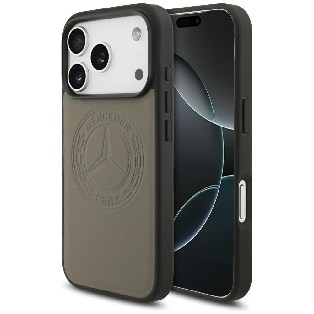 Mercedes Leather Vintage Logo MagSafe Case for iPhone 17 Pro - Beige