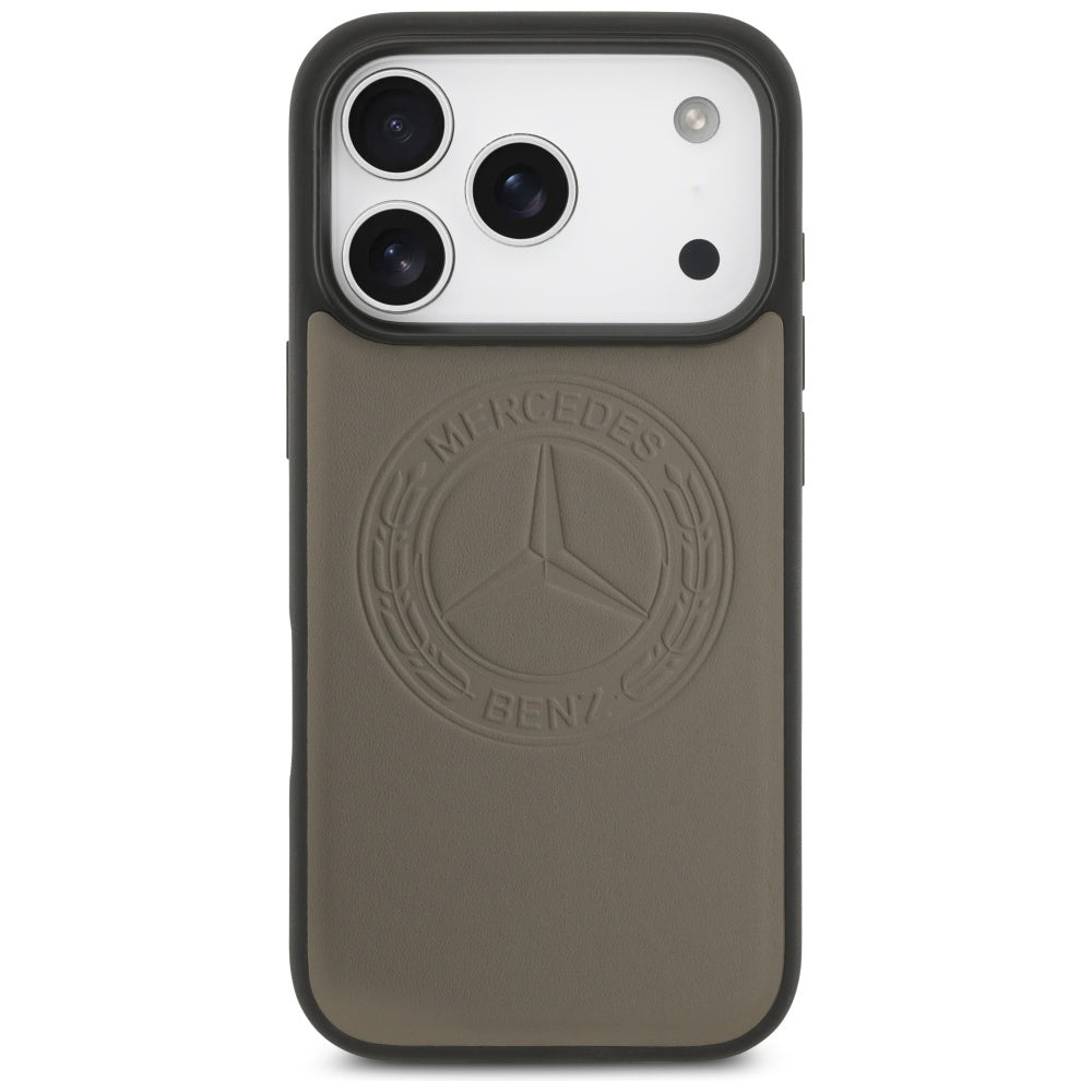 Mercedes Leather Vintage Logo MagSafe Case for iPhone 17 Pro - Beige