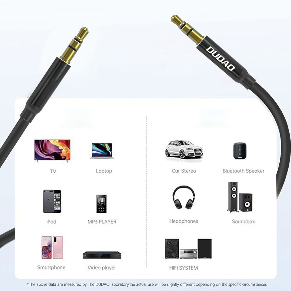 Dudao L12S AUX kabel mini jack 3,5 mm 1m 3-pole stereo - sort