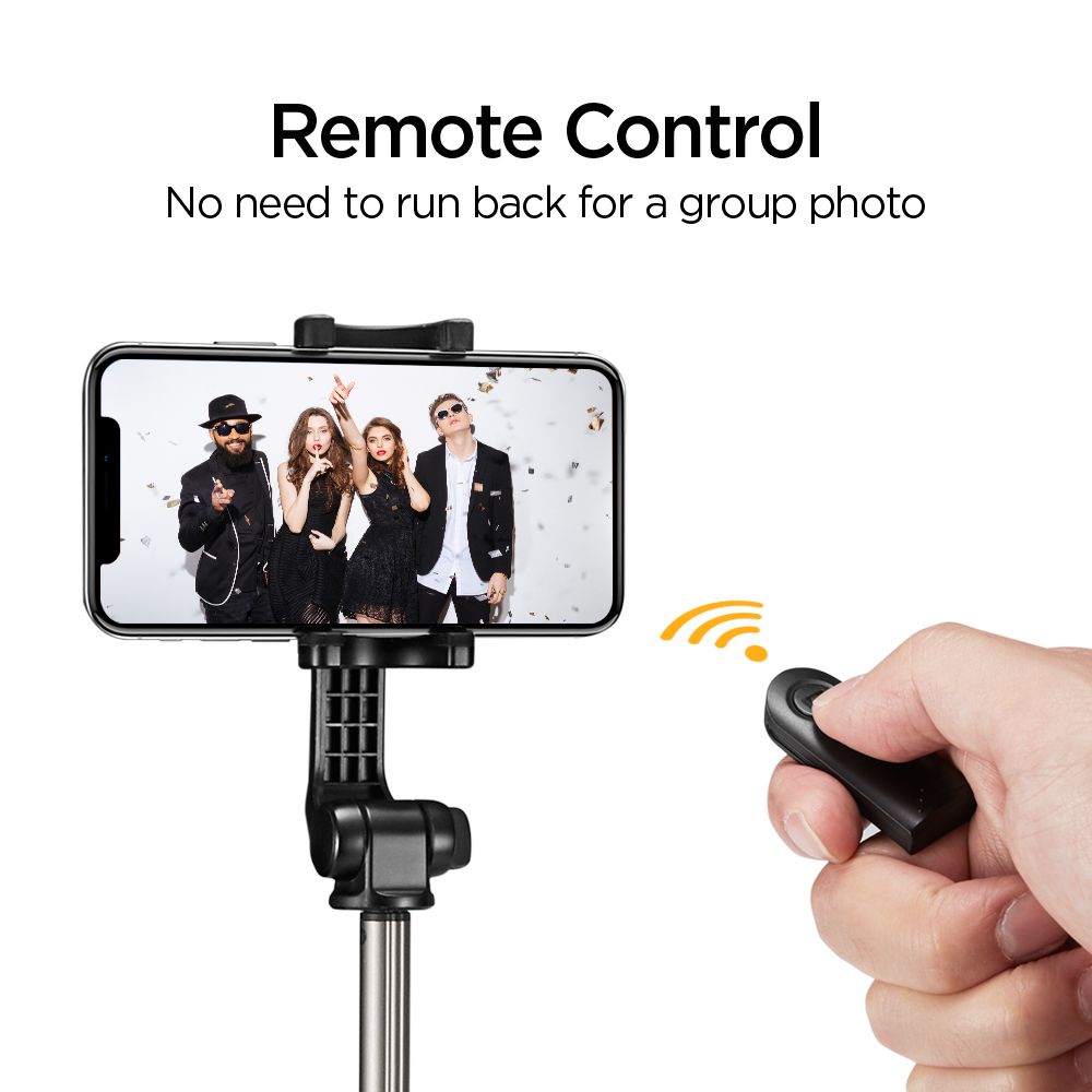 Spigen S540 W Bluetooth Selfie Stick Stativ Sort