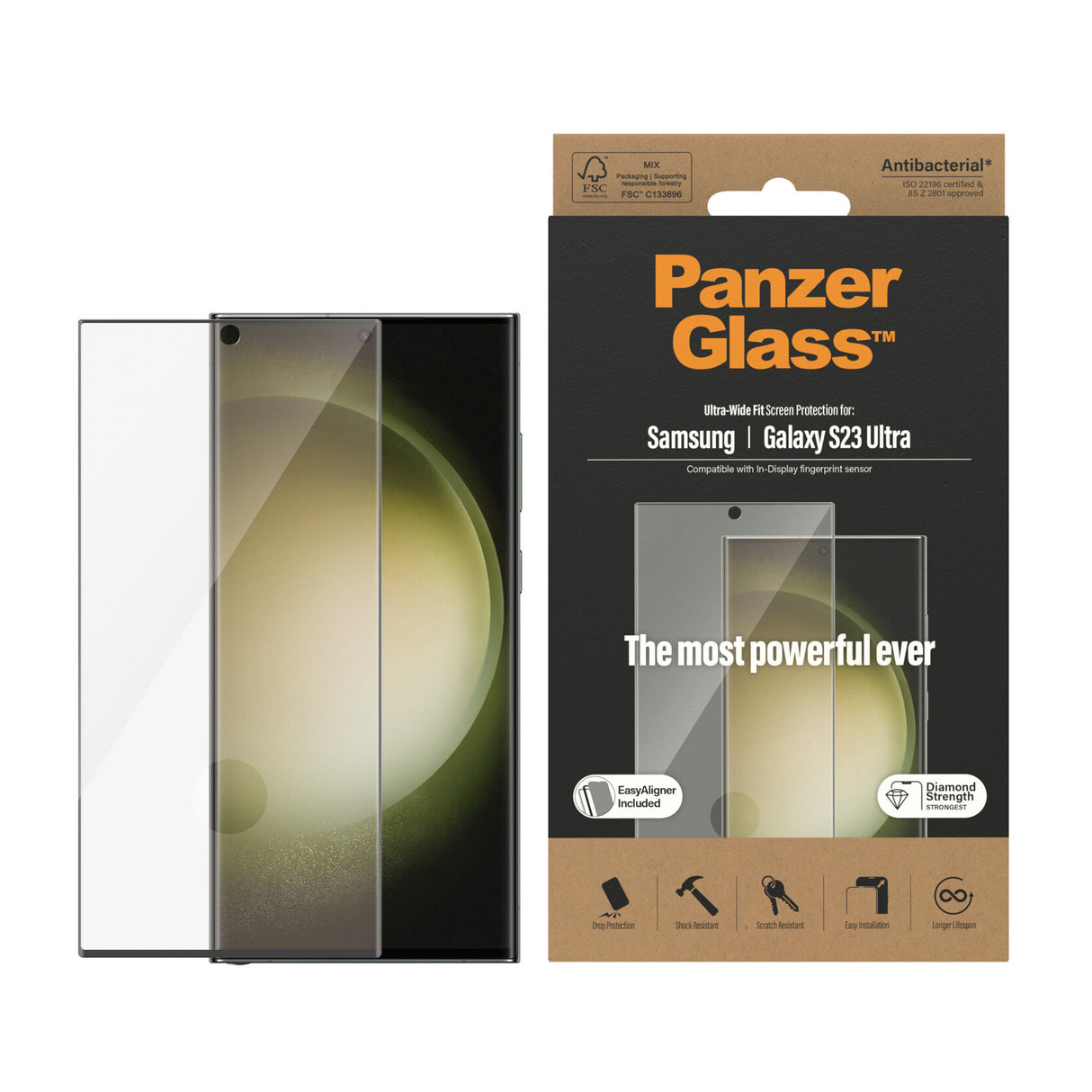 PanzerGlass ® Skærmbeskyttelse Samsung Galaxy S23 Ultra | Ultra-Wide Fit m. EasyAligner