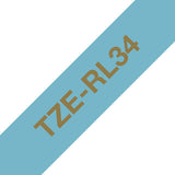Brother TZE-RL34 etiketbånd Gold on blue