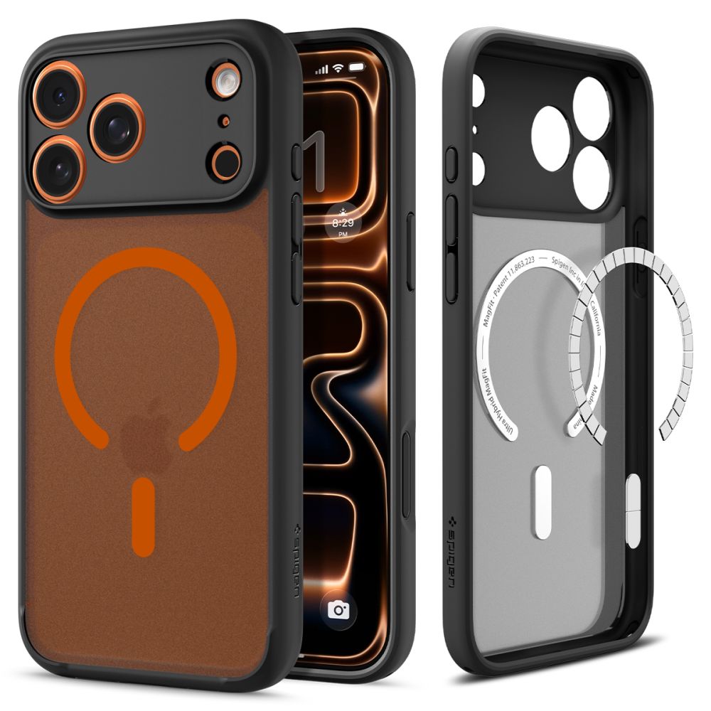 Spigen Ultra Hybrid Magsafe Iphone 17 Pro Frost Sort/Orange