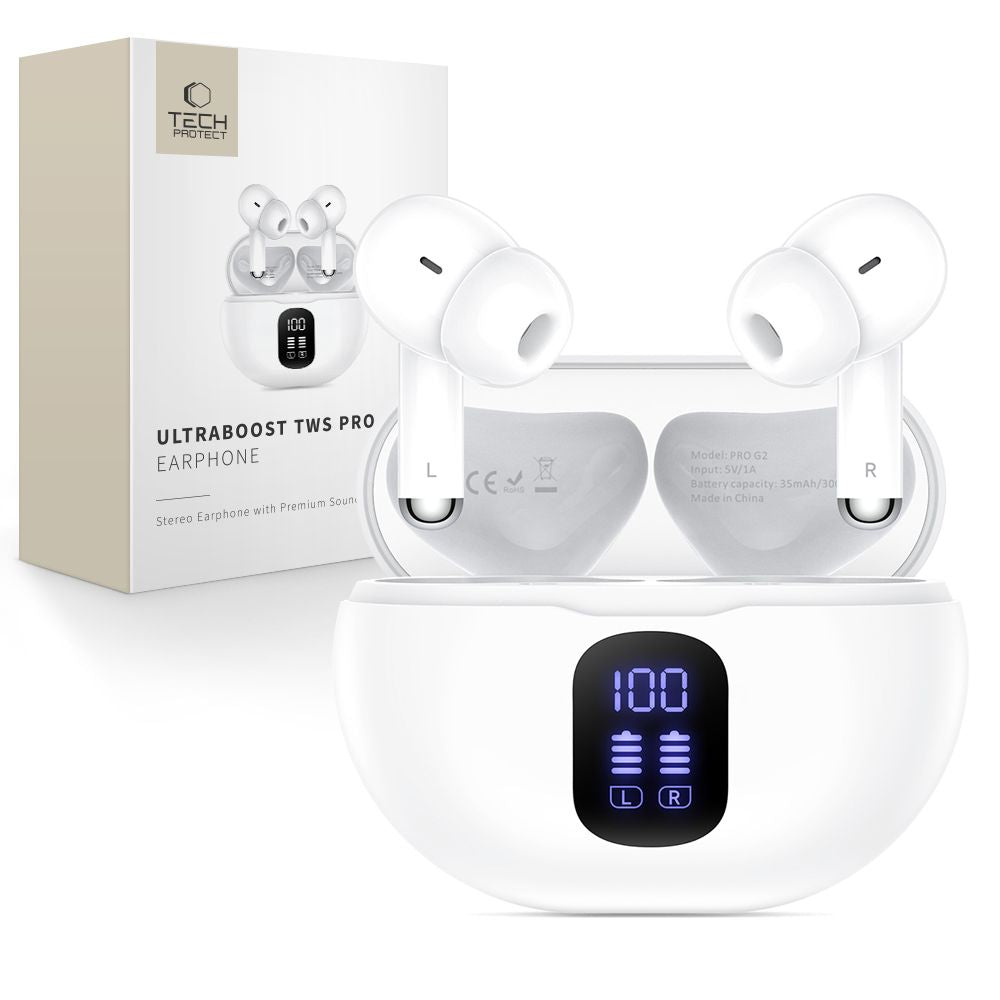 Tech Protect Ultraboost Tws Høretelefon Pro G2 Hvid