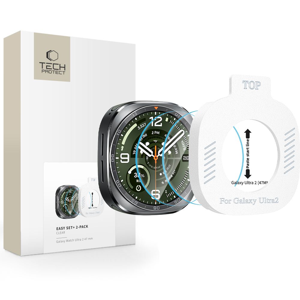 Hærdet Glas Tech Protect Easy Set+ 2 Pack Samsung Galaxy Watch Ultra 2 2026 (47 Mm) Clear