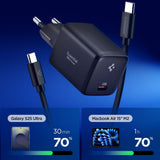 Spigen Ee451 Eu Gan Essential 1 Port Netværksopladder 45 W + Usb C Kabel Sort