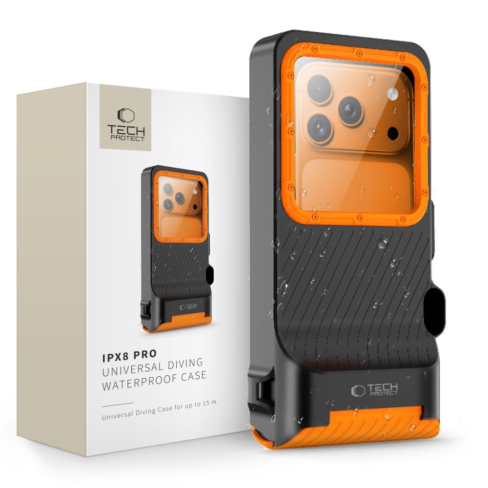 Tech Protect Ipx8 Pro Universal Vandtæt Dykkeretuis Sort/Orange