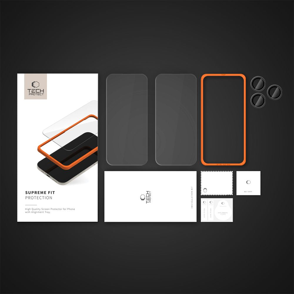 Hærdet Glas Tech Protect Supreme Sæt 3 Pack Iphone 16 Pro Max Clear