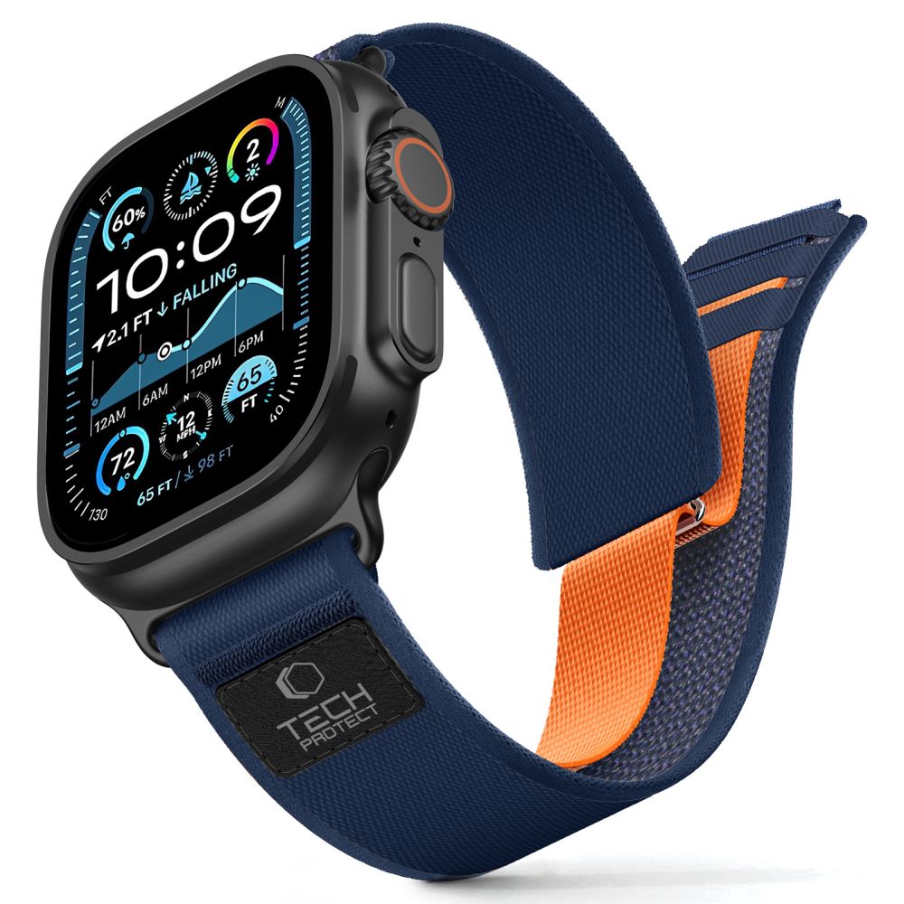 Tech Protect Nylon Elite Apple Watch 9 / 10 / 11 / 12 / Se / Ultra (44 / 45 / 46 / 49 Mm) Marineblå/Orange