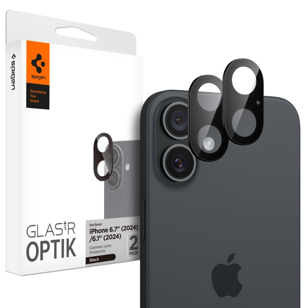 Kamera Beskyttelse Spigen Optik Glas.Tr Camera Protector 2 Pack Iphone 16 / 16 Plus Sort