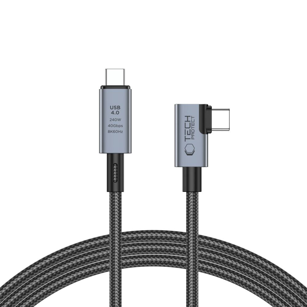 Tech Protect Ultraboost Max ”L” Usb 4.0 8 K 40 Gbps Type C Kabel Pd 240 W 150 Cm Grå