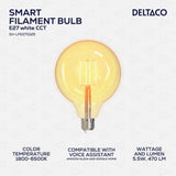 Deltaco SMART H LED filament lamp E27 WiFI 2.4GHz 5.5W 470lm Dim