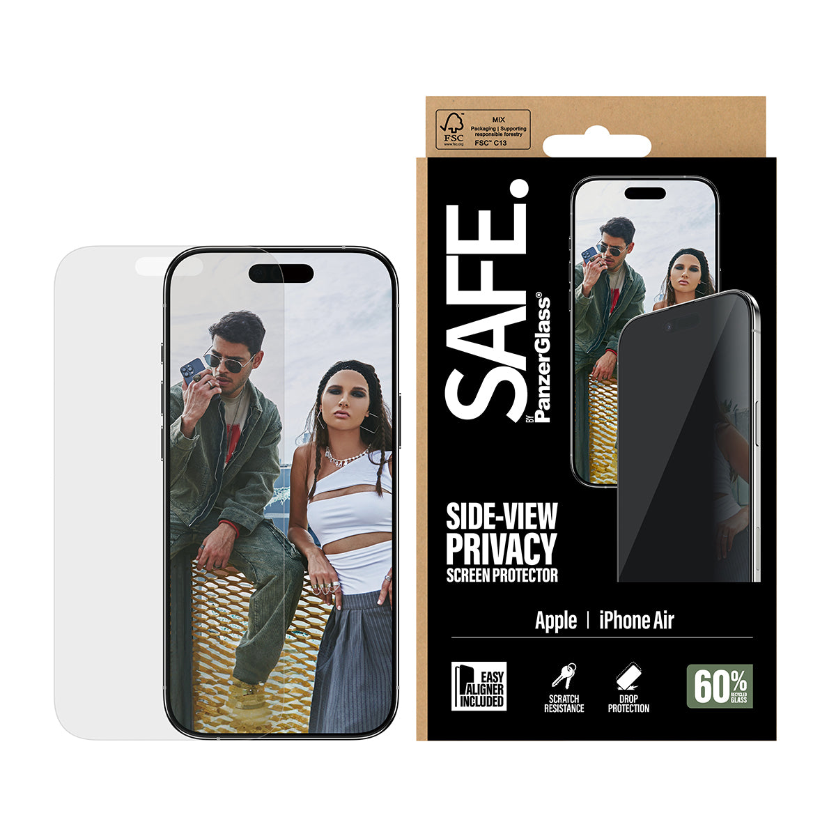 PanzerGlass SAFE. by ® Privacy Skærmbeskyttelse iPhone Air | Ultra-Wide Fit m. EasyAligner