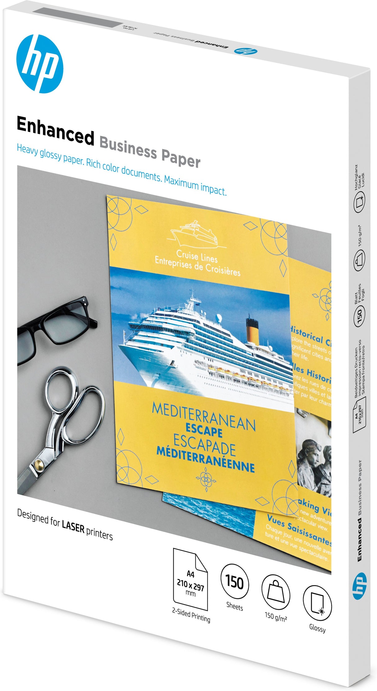 HP professionelt laserpapir, blankt, 150 g/m², 150 ark/A4/210 x 297 mm
