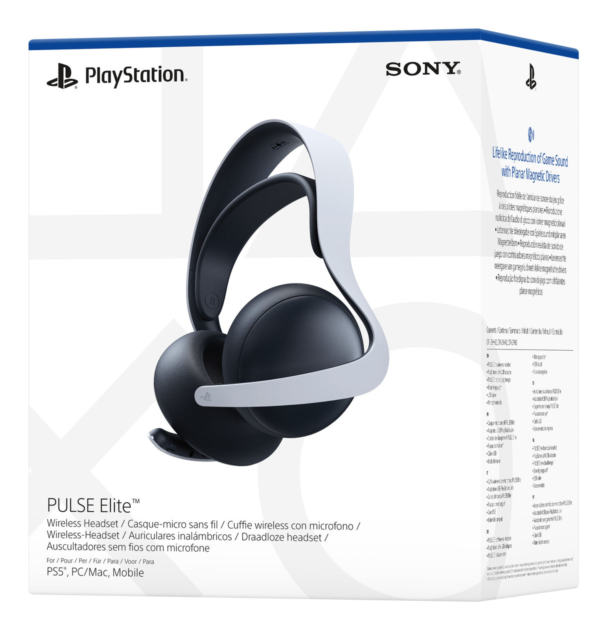 Sony PULSE Elite Headset Kabel & trådløs Spil Bluetooth Opladningsstativ Sort, Hvid
