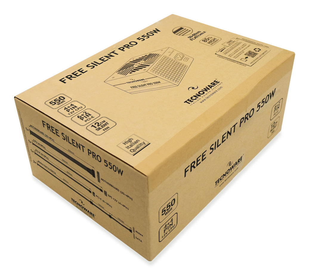 Tecnoware Free Silent PRO 550 enhed til strømforsyning 550 W 20+4 pin ATX ATX Sort