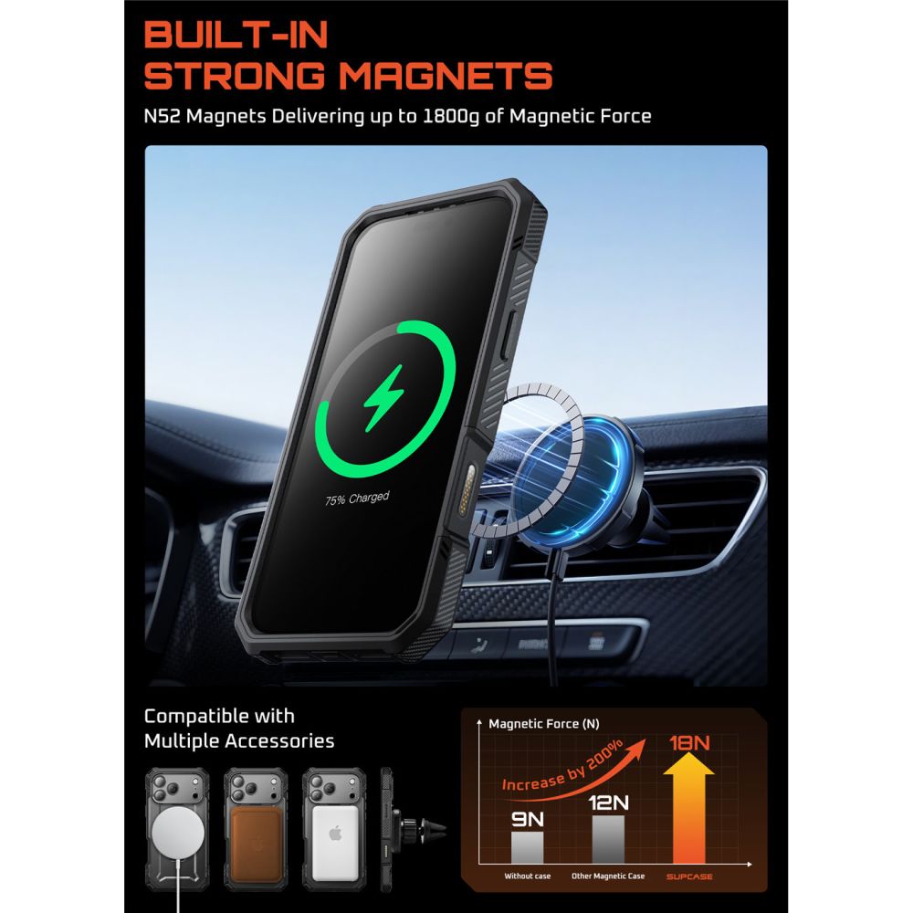 Supcase UB Grip Pro Mag MagSafe Case til iPhone 17 Pro - sort