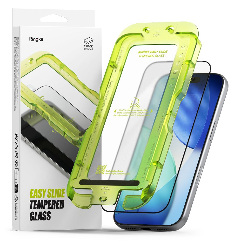 Ringke Easy Slide 2-pack hærdet glas til iPhone 17 Pro - sort
