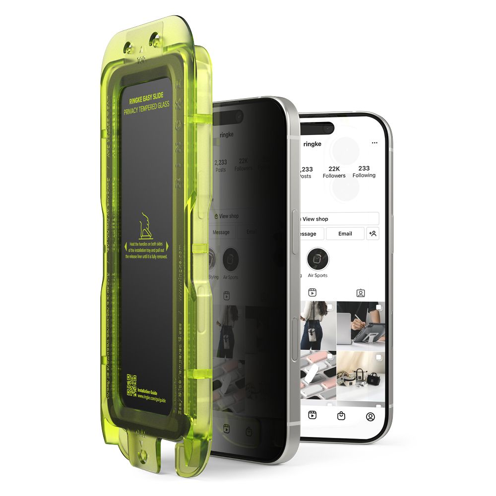 Ringke Easy Slide 2-pack Privacy Glass til iPhone 17 - sort
