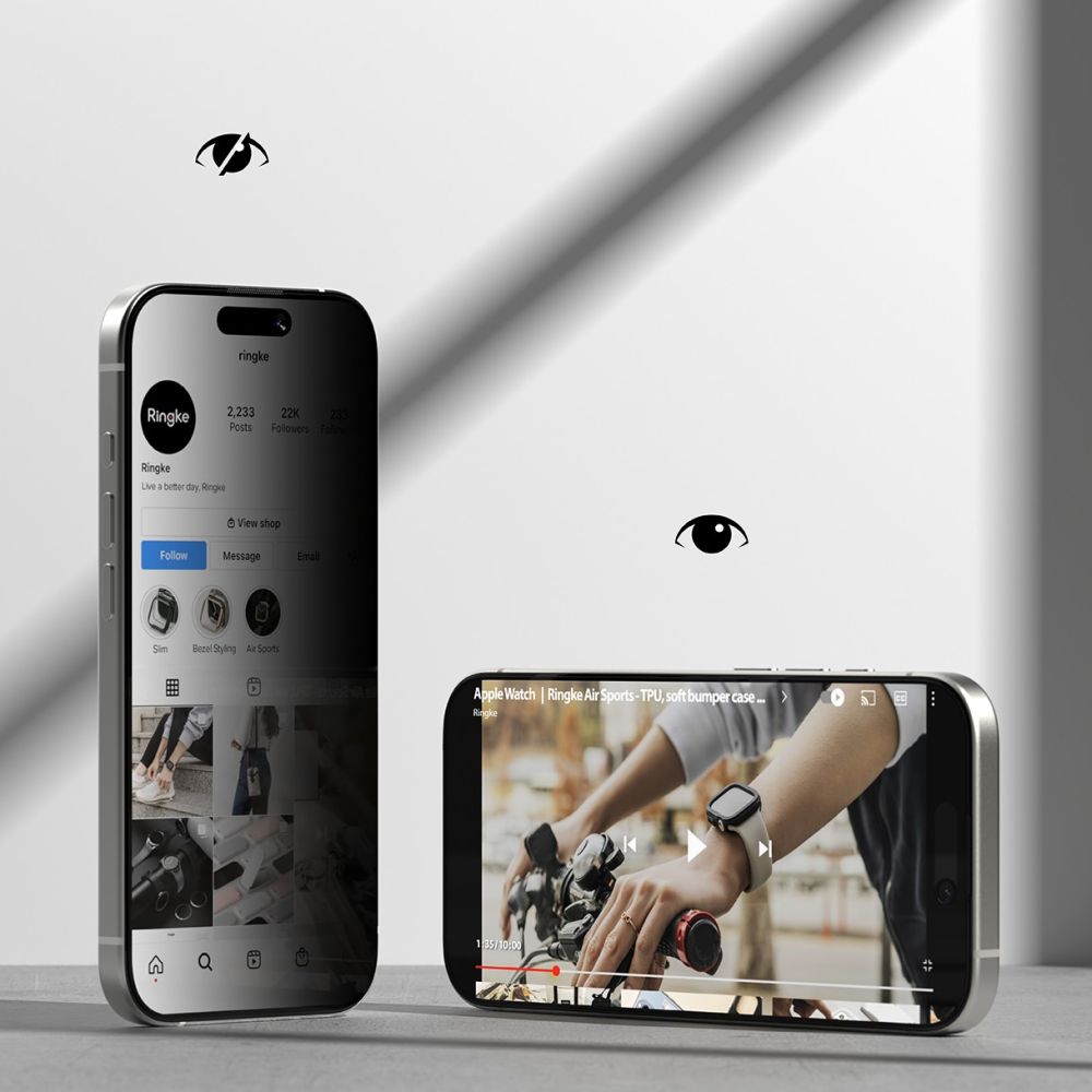 Ringke Easy Slide 2-pack Privacy Glass til iPhone 17 - sort