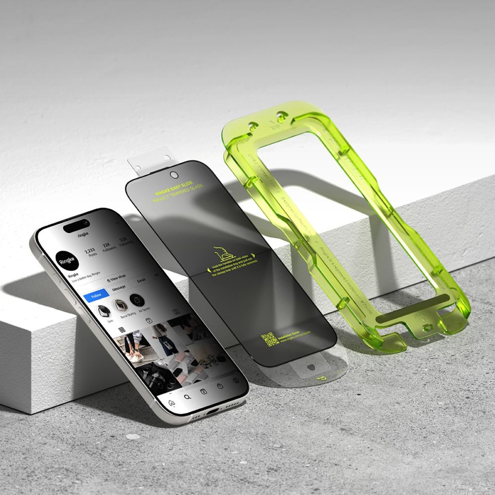 Ringke Easy Slide 2-pack Privacy Glass til iPhone 17 - sort