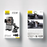 Dudao F19 klemme bilholder med 15W induktiv oplader - sort