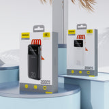 Dudao store powerbank med 3 indbyggede kabler 20000mAh USB Type C + micro USB + Lightning white (Dudao K6Pro +)