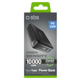 SBS HD 30W 10000mAh USB-C Powerbank with LCD Display - Black