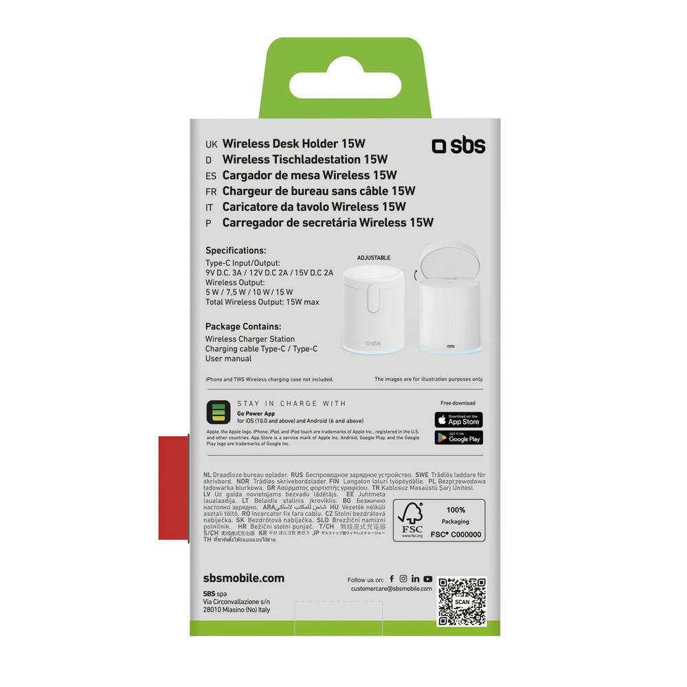 SBS 2-in-1 Wireless Magnetic Charging Station - White