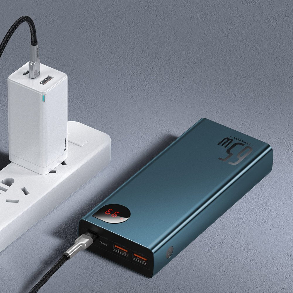 Baseus Adaman powerbank 2x USB / 1x USB Type C / 1x micro USB 20000mAh 65W Quick Charge 4.0 Power Delivery blå (PPIMDA-D03)