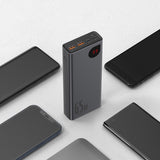 Baseus Adaman powerbank 2x USB / 1x USB Type C / 1x micro USB 20000mAh 65W Quick Charge 4.0 Power Delivery blå (PPIMDA-D03)