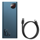 Baseus Adaman powerbank 2x USB / 1x USB Type C / 1x micro USB 20000mAh 65W Quick Charge 4.0 Power Delivery blå (PPIMDA-D03)