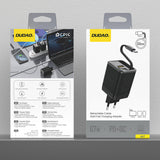 Dudao A67EU GaN 67W Wall Charger med indbygget indtrækbar USB-C Power Delivery Quick Charge Cable - sort