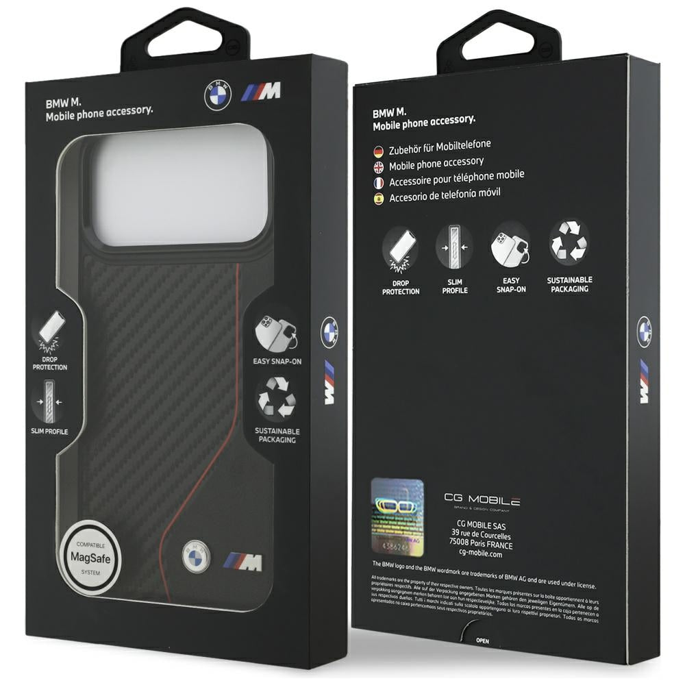 BMW M Carbon Line & Logo MagSafe Case til iPhone 17 Pro Max - Rød
