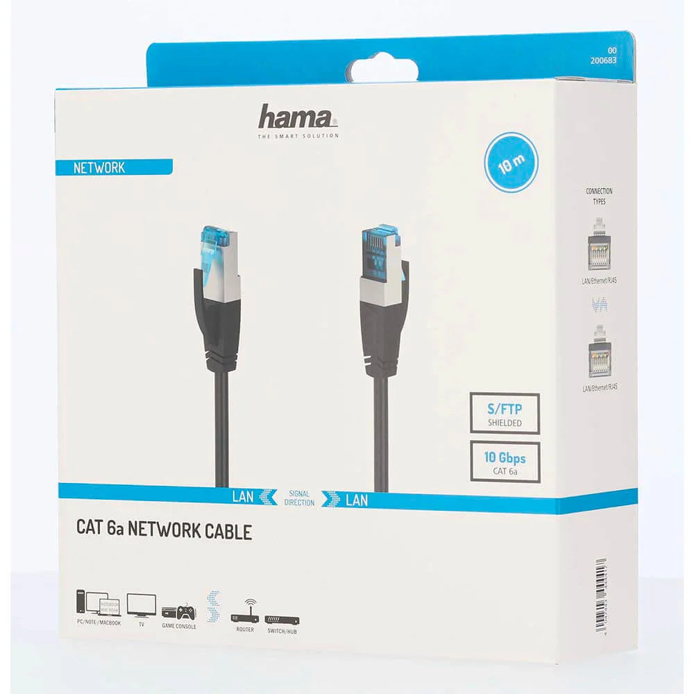 HAMA Netværkskabel CAT6a S/FTP 10,0m Sort