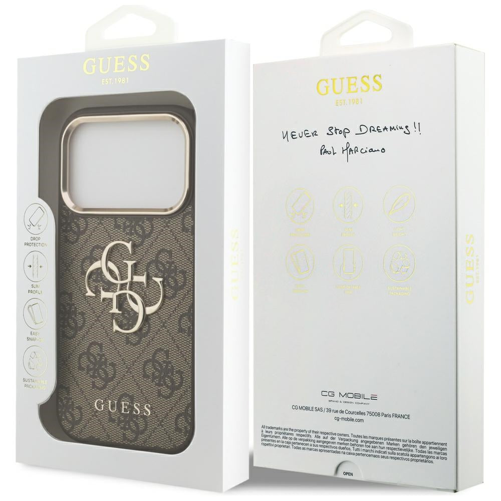 Guess 4G Big 4G Classic Logo Case til iPhone 17 Pro - Brunt og Guld