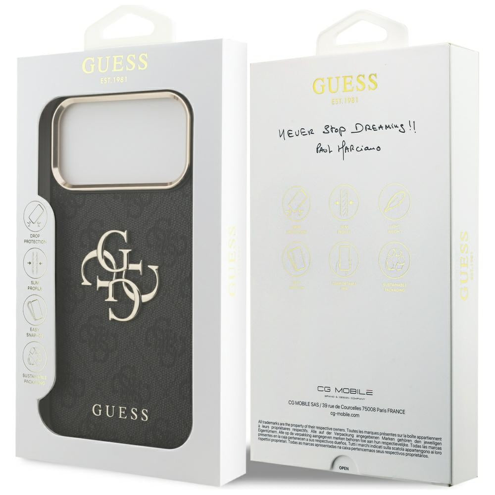 Guess 4G Big 4G Classic Logo Case til iPhone 17 Pro Max - sort og guld