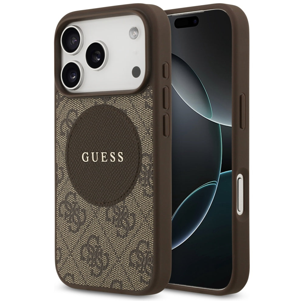 Guess 4G Circle Classic Logo MagSafe-hylster til iPhone 17 Pro - brun