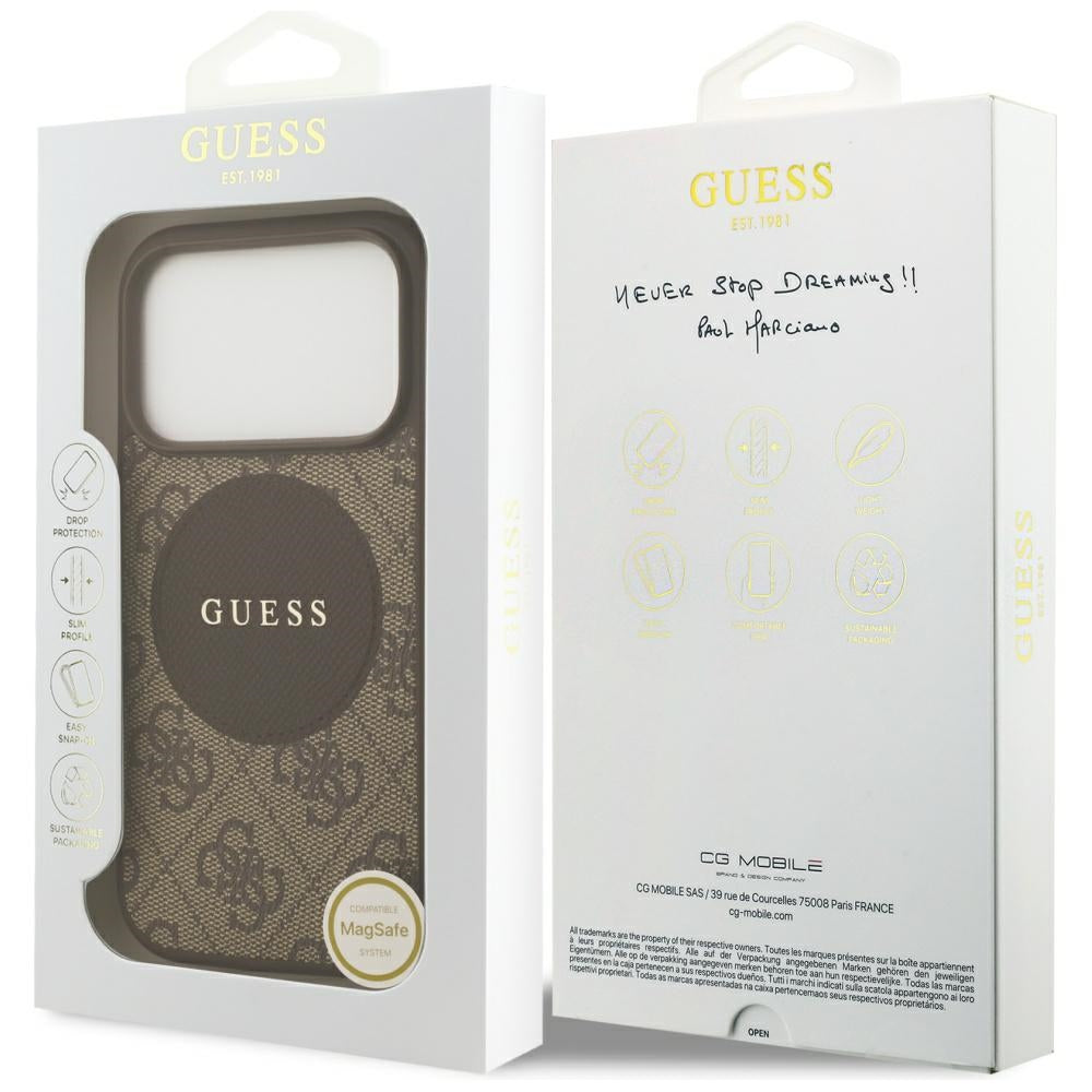 Guess 4G Circle Classic Logo MagSafe-hylster til iPhone 17 Pro - brun