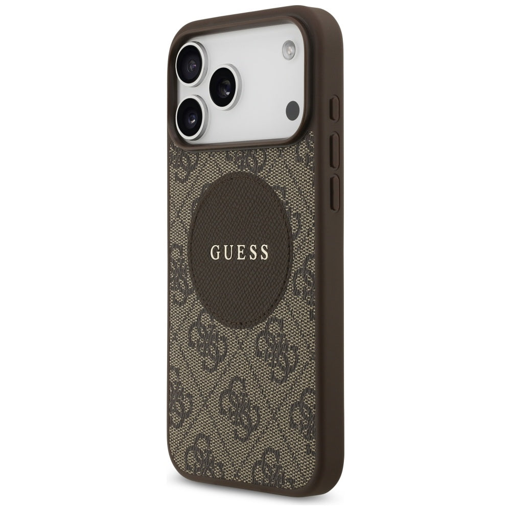 Guess 4G Circle Classic Logo MagSafe case for iPhone 17 Pro Max - brown
