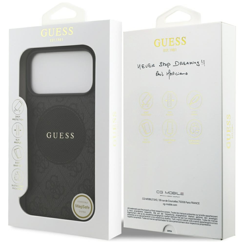 Guess 4G Circle Classic Logo MagSafe-hylster til iPhone 17 Pro Max - sort
