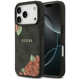 Guess 4G Flowers Print MagSafe-hylster til iPhone 17 Pro Max - sort