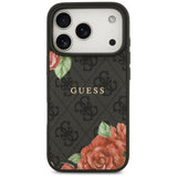 Guess 4G Flowers Print MagSafe-hylster til iPhone 17 Pro Max - sort