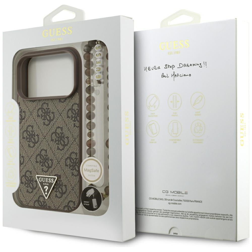 Guess 4G Strap Triangle Logo MagSafe-hylster til iPhone 17 Pro - brun