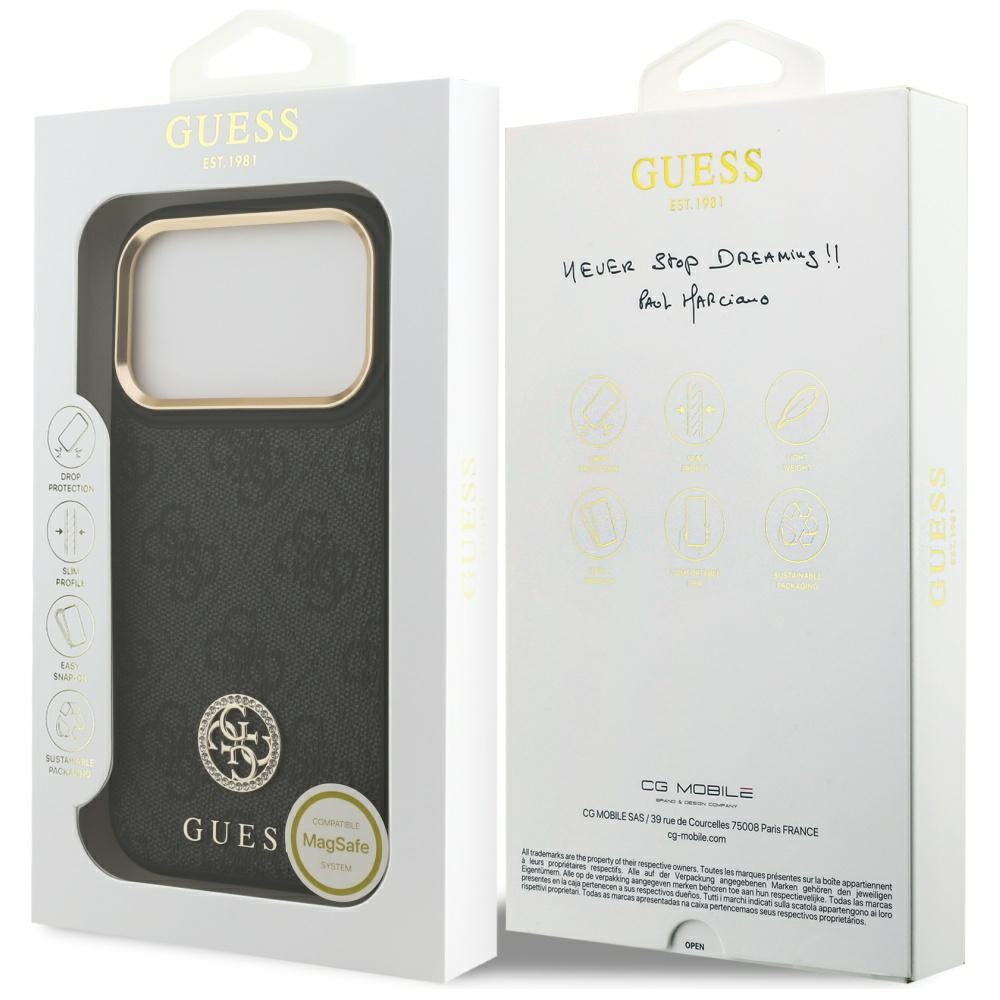 Guess 4G Strass Logo MagSafe-hylster til iPhone 17 Pro - sort